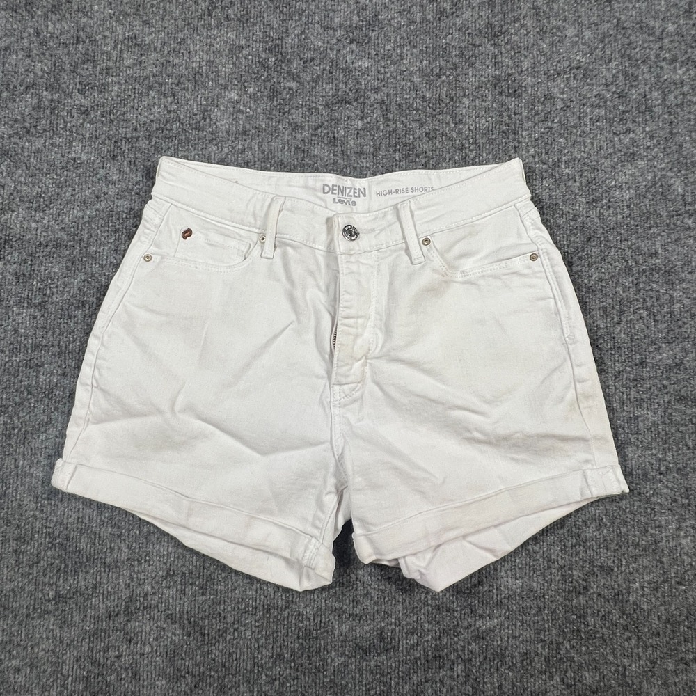 Denizen By Levi's Cuffed Hem Denim Shorts Women 8 White Cotton Stretch High Rise